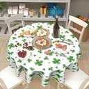 Kawani St. Patrick's Day Round Tablecloth 70 Inch Watercolor Shamrock Table Cloths Green St Patricks Day Table Cloths Circular Table Cover Spring Holiday Tabletop for Home Dining Kitchen Picnic Party
