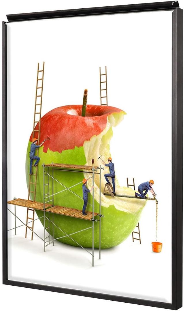 12x18 Inch Picture Frames,1PCS, Plexiglass, Black Aluminum Snap Frame, Front-loading Frame for Wall