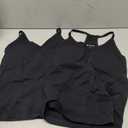 2 Pack Workout Tank Tops with Built in Bra for Women V Neck Seamless Ribbed T-Back Tank & Adjustable Strap Camisole (Large)
