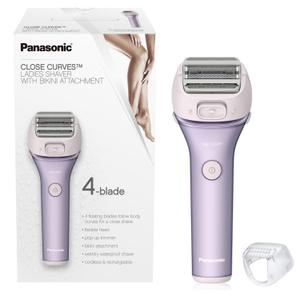 Panasonic Electric Shaver for Women, Cordless 4-Blade Shaver, Bikini Attachment, Pop-Up Trimmer, Wet Dry Operation, Electric Razors for Women - ES-AWL8AV (Purple)