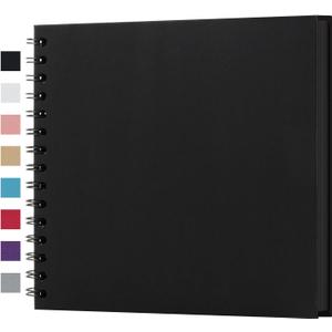 potricher 8 x 8 Inch DIY Scrapbook Album 40 Pages Hardcover Kraft Paper Scrap Book Photo Albums Memory Book for Wedding and Anniversary Family (Black, 8 Inch)