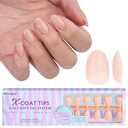 BTArtbox 160pcs Almond Plastic False Nails, Extra Short with Primer Cover, Jelly XCOATTIPS, 16 Sizes, Full Well Tips, Pressure Comfortable Wear, Last 28+ Days, Ideal Gift