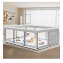 Suposeu Baby Playpen, Play Pen for Kids Activity Center, Large Baby Playard for Indoor and Outdoor, Sturdy Safety Baby Fence with Soft Breathable Mesh for Toddler, Grey