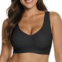 OEAK Women Soft Comfortable Bra No Underwire Jelly Bras Seamless Full Coverage Supportive Bralette Everyday Sports Tshirt Bra (3X-Large, Black)