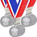 Remuuly 30 Pcs Silver Medals Bulk 2'' Basketball Soccer Volleyball Hockey Medals for Awards Metal Trophy with Neck Ribbons for Sports Participation Winner Tournaments Gift