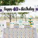 Happy 40th Birthday Decorations,40th Purple Balloon Large Birthday Hanging Banner Sign,Forty Years Old Bday Party Supplies.