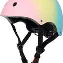 Kids Bike Helmet, Adjustable and Multi-Sport, from Toddler to Youth, 3 Sizes (Large: 22.4" - 24.0", Pink Yellow Blue)