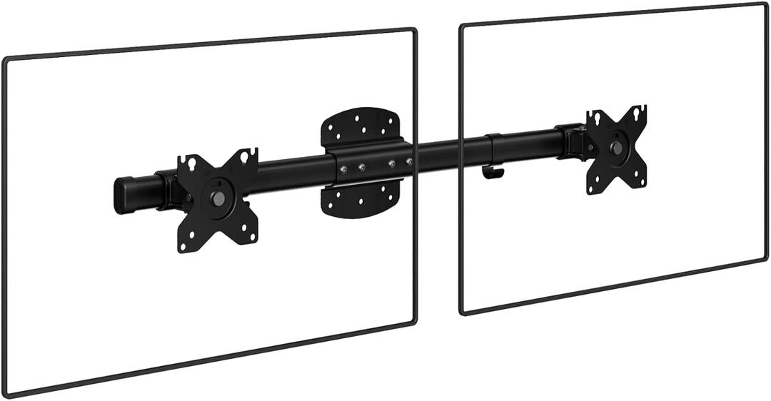 WALI Dual Monitor Wall Mount, Single to Double Bracket Adapter, Horizontal Assembly Arm for 2 Screen up to 27 inch (012ARM), Black