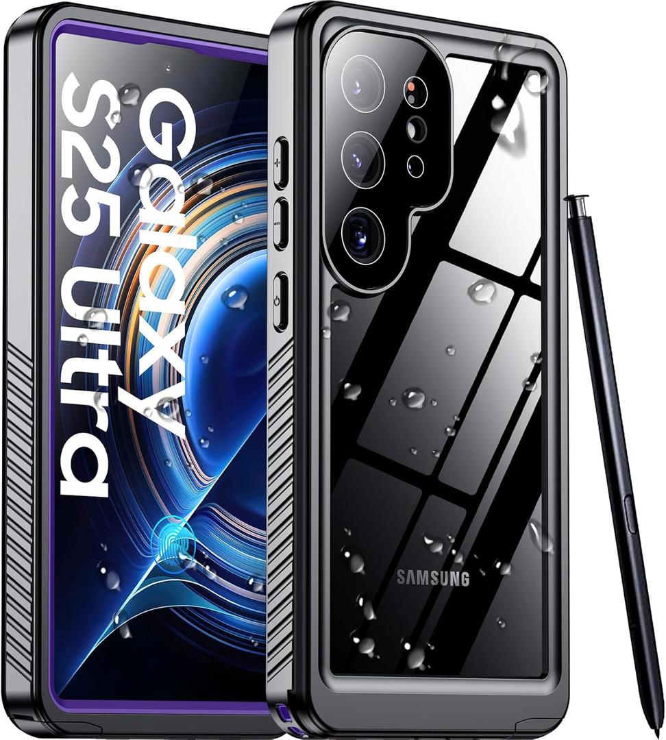 Designed for Samsung Galaxy S25 Ultra Case Waterproof, Built-in Lens & Screen Protector Military Grade Shockproof Dropproof IP68 Underwater Full Body Phone Case for Galaxy S25 Ultra 6.9"-Purple