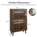 Shoe Cabinet, Shoe Storage Cabinet with Louvered 2 Flip Drawers, Narrow Shoe Cabinet Storage for Entryway, Freestanding Shoe Organizer Cabinet with Golden Handles, Slim Shoe Rack Cabinet (Walnut) (Width - 23.6 inches)