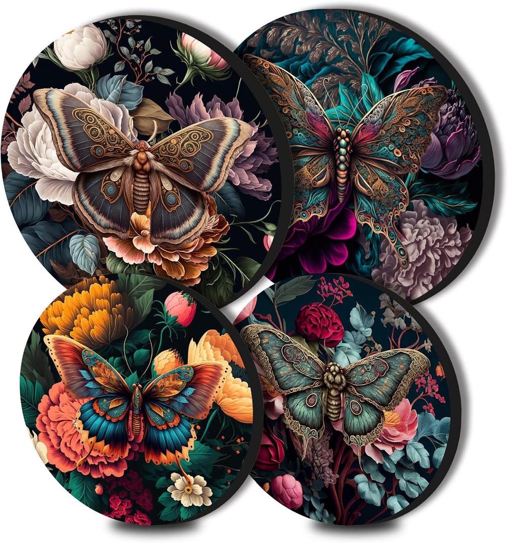 Butterfly Electric Stove Burner Covers, Set of 4 Round 8 Inches and 10 Inches, Gas Metal Cover, Cooktop Decorative, Home Decor, Kitchen Decor