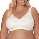 Playtex Women's Wireless Bra, 18 Hour Plus-Size Bras Ultimate Lift, Moisture-Wicking, Single or 2-Pack (Mother of Pearl,42DDD)