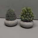 2 Pack Small Fake Plants in Cement Planter for Bathroom Decor, 6.1/5.7 Inch Artificial Plants Indoor, Small Faux Plants Indoor for Home Room Bedroom Farmhouse Kitchen Office Decor