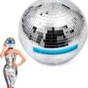11.8 In Disco Ball Helmet, Silver Glitter Ball Hat, Sparkling Disco Party Decorations, Multicolored Reflective Mirror Glass Costume for Celebration Party Accessory Bar Nightclub DJ Cosplay