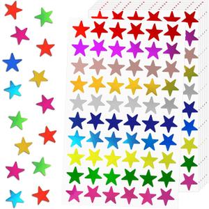 8 x 1200 Pack Foil Metallic Star Stickers, Holographic 10 Colors Small Star Stickers for Kids Reward, School, Home, Bar, DIY and Office Decoration, 0.6" Diameter 8 x 1200 Pack Foil Metallic Star Stickers, Holographic 10 Colors Small Star Stickers for Kids Reward, School, Home, Bar, DIY and Office Decoration, 0.6" Diameter
