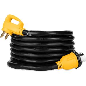 Camco Power Grip 25-Ft 50 Amp RV Extension Cord - Rated for 125/250 V/12,500 W - Features Copper 6/3 + 8/1-Gauge Wires for Superior Conductivity & Coated w/Heat-Resilient PVC (55542)