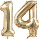 40 Inch Light Gold 14 Number Balloons White Gold Giant 41 Foil Mylar Helium Large Digital Balloon Champagne Gold Birthday Numbers Jumbo Balloons 14th or 41st Anniversary Party Decorations Supplies