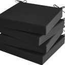 Outdoor Chair Cushions Set of 4 for Outdoor Patio Furniture, Waterproof Patio Seat Cushions with Handle & Ties, 3 Year Color Fastness Square Garden Sofa Couch Pads, 19" x 19" x 3", Black