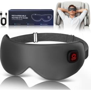 Cordless Heated Mask for Dry Eyes, Light Blocking Sleeping Mask, Warm Compresses Electric Heating Pad for Stye Treatment, Blepharitis, Sinus, Migraine - Gifts for Women and Men (Grey)