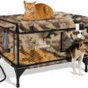 Indestructible Heated Cat House with Pet Camera for Outside Winter, 100% Waterproof, Escape Door, Insulated Outdoor Cat Shelter with Heater for Feral Barn Cat Kitty (Desert Camouflage, 26"x16"x18")