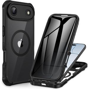 CENHUFO Magnetic Privacy for iPhone 17 Air Case [Compatible with Magsafe] Full Body Phone Case Built-in 9H Tempered Glass Privacy Screen Protector, Camera Protection Shockproof Bumper Cover -Black