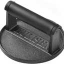 HULISEN Pre-Seasoned Cast Iron Burger Press, Heavy Duty 6” Burger Smasher for Griddle with Heat Resistant Handle, Grill Press for Hamburger, Bacon, Meat, Steak, Patty, Barbecue Grilling Tool, 2.3lb