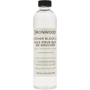 Ironwood Gourmet Butcher Block Oil, 8 oz of Food Safe Mineral Oil For Cutting Boards