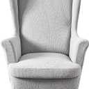HZDHCLH Waterproof Wingback Chair Slipcovers 2 Piece,Stretch Spandex Wing Chair Covers for Living Room,Washalbe Armchair Sofa Slipovers (Light Gray) (B6)