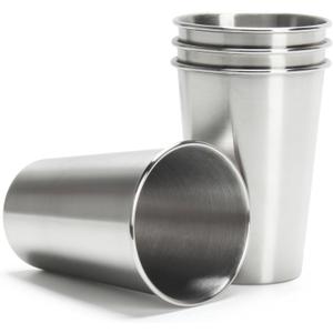 Stainless Steel Cup,16.9oz Stainless Steel Cup Tumbler,4 Pack Premium Metal Cups for Drinking,Stainless Steel Pint Cups for Bar,Home,Camping (2.5"L x 2.5"W x 5.7"H)
