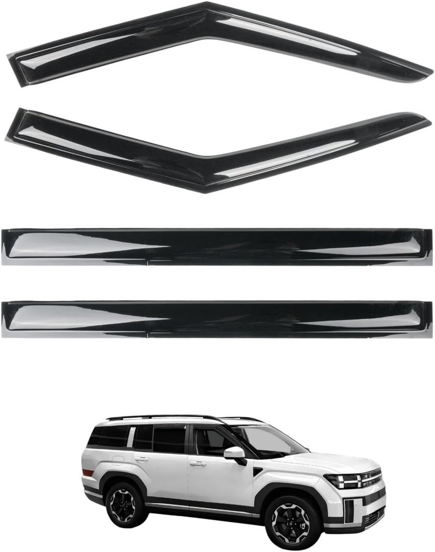 Tape-On Window Visors 4-Piece Compatible with 2024-2026 Santa Fe | For Hyundai Santa Fe Sun Rain Guards Window Deflectors Shield Shade Smoke