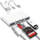 5-in-1 Memory Card Reader, USB OTG Adapter & SD Card Reader for i-Phone/i-Pad, USB C and USB A Devices with Micro SD & SD Card Slots, Supports SD/Micro SD/SDHC/SDXC/MMC (white)