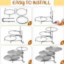 Domensi 7pcs Pizza Pan Riser Stands Sets Includes 1pcs Tiered Tray Stand 3 Stainless Steel Pizza Pan and 3 Wood Handle Knife for Tables Party Restaurant