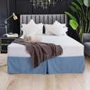 20 Inch Drop Bed Skirt Olympic Queen Size with Platform to Stay in Place Elegant Pleated Design with Split Corners Wrinkle Resistant Microfiber Fabric for Modern and Stylish Look - Mediterranean Blue