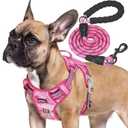 Heavy Duty Tactical Dog Harness for Medium Dogs, No Pull Adjustable Pet Harness Reflective Service Training Easy Control Pet Vest Military K9 Working Dog Harnesses- Medium, Pink Camo
