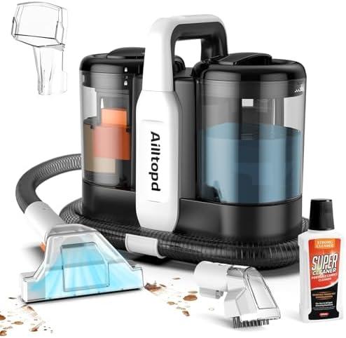 Portable Carpet & Upholstery Spot Cleaner, 15Kpa Powerful Suction & Spot Remover, Deep Stain Cleaning for Carpet, Car Seats, Pets, Stairs, Couches, with Dual Size BrushHead, Off White