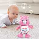 Baby Musical Easter Pink Bear Toy Dancing Crawling Tummy Time Toys, Light Up Infant Toys Birthday Easter Gifts Dancing Bear Musical Toy for Toddlers