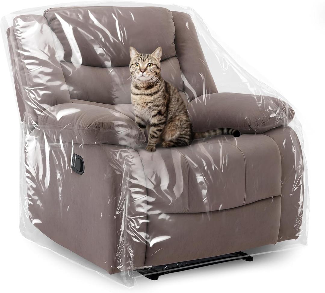 Besti Plastic Recliner Armchair Cover for Pets - Chair Protection from Dog and Cat Pee, Fur, Hair, Bite, Scratch - Heavy-Duty Thick Clear Furniture Cushion Slipcover Seat Protector
