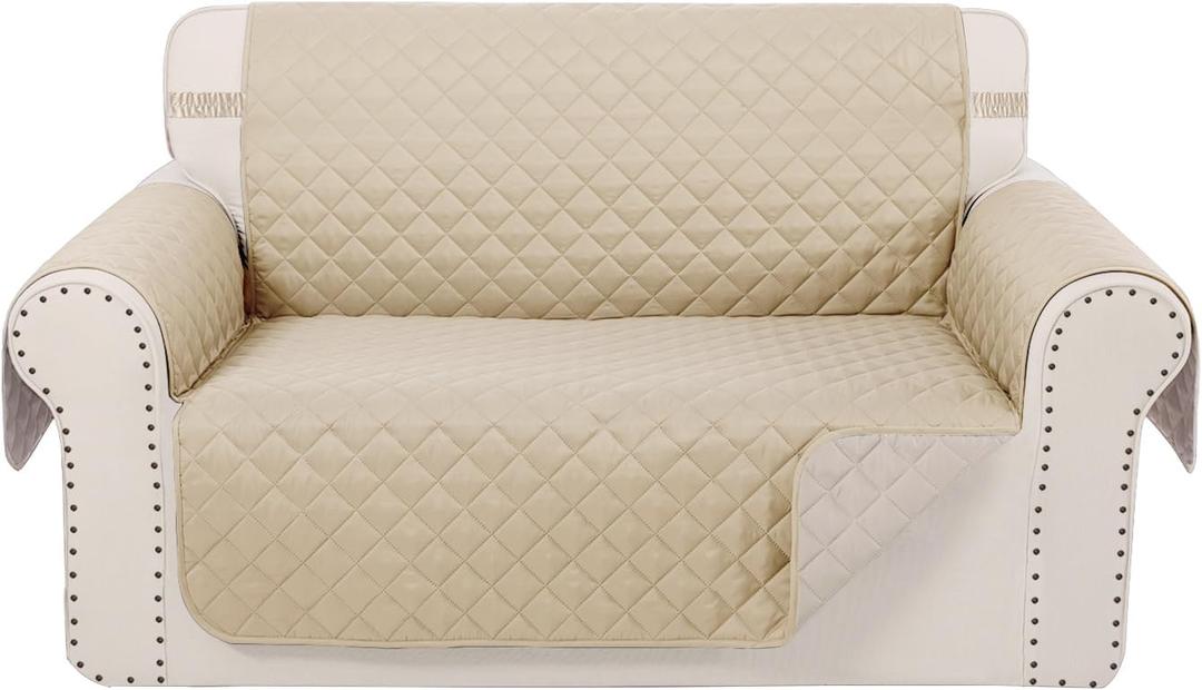 Reversible Loveseat Sofa Covers Couch Cover Furniture Protector(Loveseat Small,Sand/Beige)