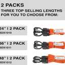Black+Decker BDX1012 Black/Orange 48" Flat Bungee Cord Straps, 2 Pack