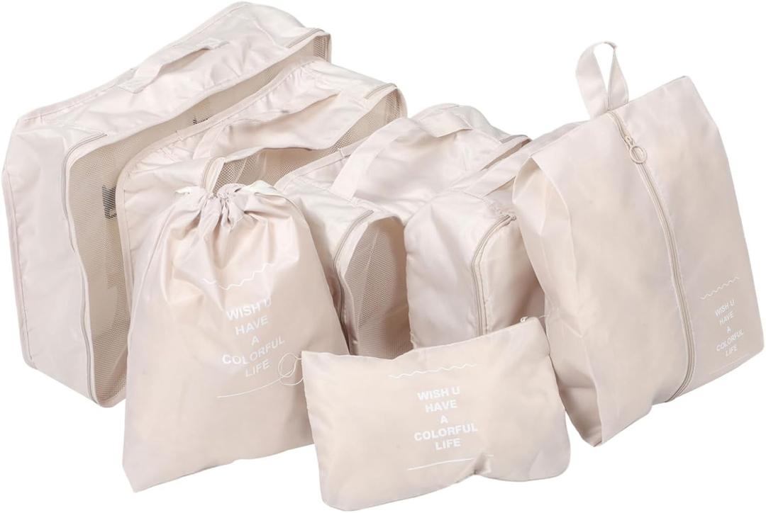 Travel Organizer Set 7 Pcs Packing Cubes Suitcase Organizer Bags Compression Storage Laundry Bag Luggage Dividers Sturdy Compact