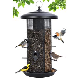 Gtongoko Hanging Bird Feeders for Outdoors 6.5 LB Large Capacity Squirrel Proof Metal Mesh Tube Bird Feeders for Thistle & Nyjer Seed Attracts Finch Cardinal,Titmice,Swallow Black