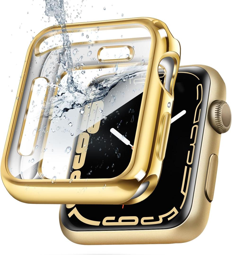 top4cus 38mm Case Soft Flexible Lightweight Anti-Scratch Overall Protective 38mm Iwatch Waterproof Cover Case Shiny Workout Shockproof Bumper Compatible with Apple Watch Series 3/2/1 - Gold