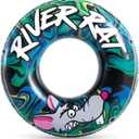 Intex River Rat 48 Inch Inflatable Vinyl Towable Boat Floating Tube Raft for Swimming Pool and Lake in Green Rat or Graffiti Rat Design, Color Varies