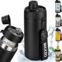 MAXSO Sealed Can Cooler Fizz Lid Can Cover for 12 oz Regular, Slim Skinny Cans & As Thermal Bottle, 4-in-1 Insulated Vacuum Stainless Steel Carbonated Cold Drink Holder - Black