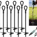 VASGOR 20 Ground Anchors (8pcs) Easy to Use with Drill, 3" Helix Diameter, Heavy Duty Anchor Hook for Camping Tent, Canopies, Car Ports, Sheds, Swing Sets, Securing Animals  Black Powder Coated