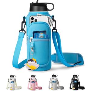 RRegeny Water Bottle Holder with Strap for Hydroflask 32oz 40oz, Carrier Sling Bag with Phone Pocket Water Bottle Sleeve for Men Women Hiking Camping Travelling
