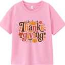 Thanksgiving Shirts for Toddler Boys Girls Kids 2-8T, Funny Turkey Pumpkin Dinos Truck Soft Cotton Short Sleeve Tee