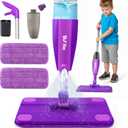 Kids Spray Mop, Toddlers Cleaning Playsets with Real Water Sprayer, Kids Mop Toys, Montessori Cleaning Set, Christmas Birthday Gifts for Boys and Girls Age 3 4 5 6, Purple