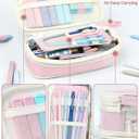 Four Candies 56 PCS Aesthetic School Supplies with Cute Pencil Case, 6 Multicolor Pen, 12 Pastel Highlighters, 5 Gel Pens Black Ink, 9 Mechanical Pencils for Student Stationary Set Preppy Stuff (Pink)
