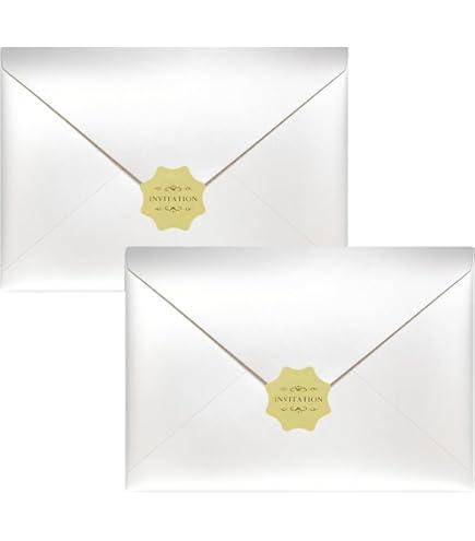 PONATIA 
50pcs Pearl Envelopes Wedding Envelopes, Perfect for 5.4 x 7.7 inch Wedding Invitation Cards Graduation Birthday Greeting Cards Thank You Cards Pearl Paper Luxurious (Pearl Ivory)